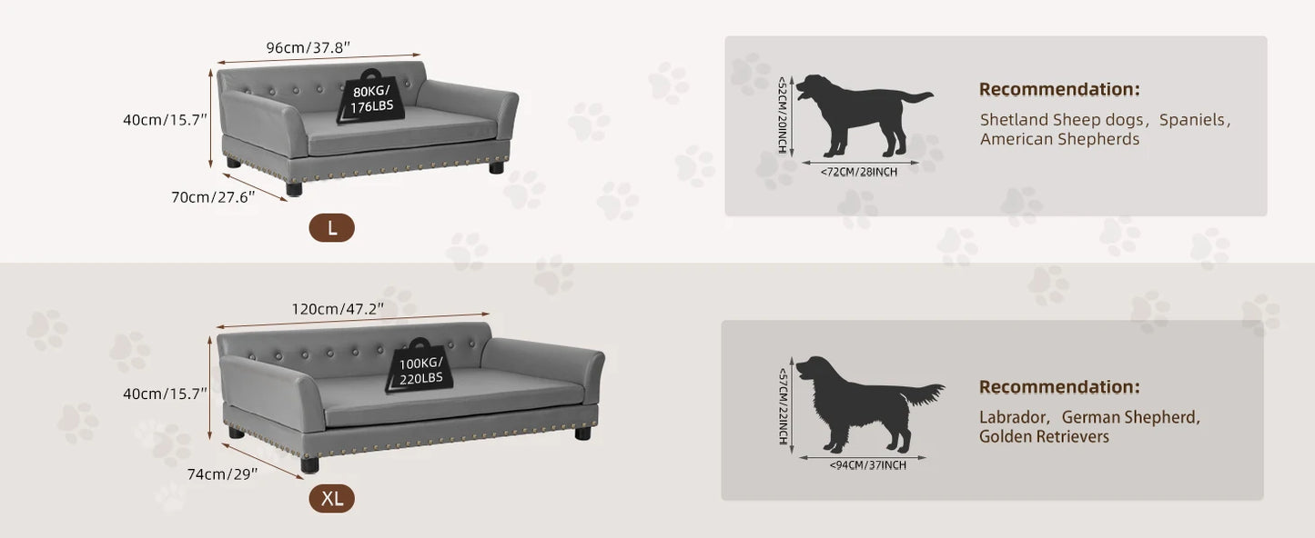 Heavy Duty Pet Sofa Large Raised Dog Bed Cushioned Sofa Softly Pet Cat Bed Puppy Sofa Couch Lounge Bed