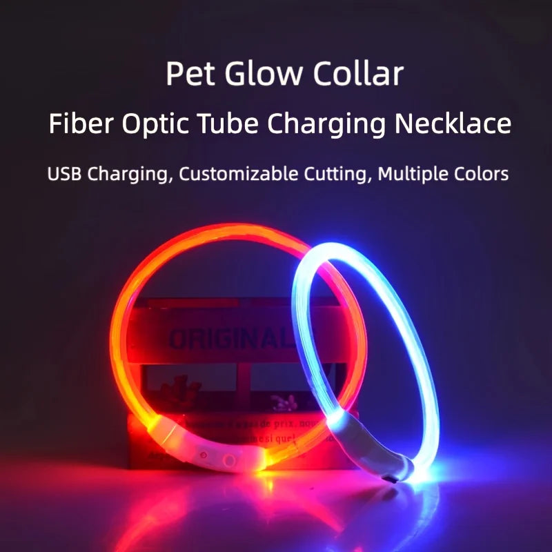 New LED Dog Collar USB Rechargeable,3 Mode Adjustable Glowing Dog Collar for Night Walking,Safe Reflective Pet Collar