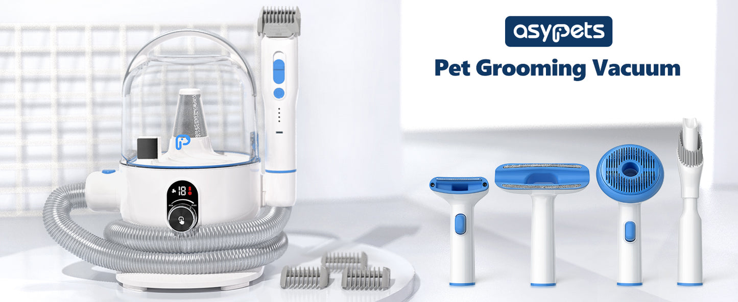 Dog Grooming Kit with 2L Vacuum Suction 99% Pet Hair-Professional Pet Grooming Vacuum Kit with 5 Grooming Tools for Dogs Cats