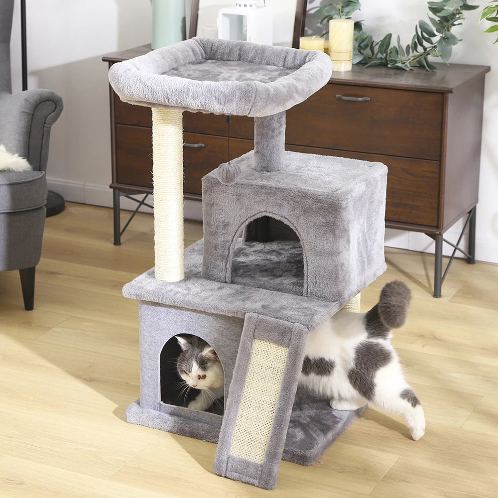 Fast Delivery Pet Cat Tree Tower Condo Furniture with Scratching Posts Multi Level Cat Jumping Climbing Tree Toys Pet Cat Houses