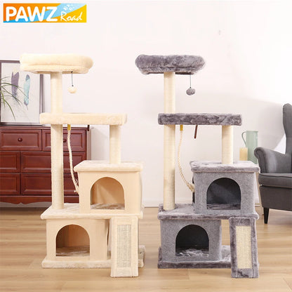 Fast Delivery Pet Cat Tree Tower Condo Furniture with Scratching Posts Multi Level Cat Jumping Climbing Tree Toys Pet Cat Houses