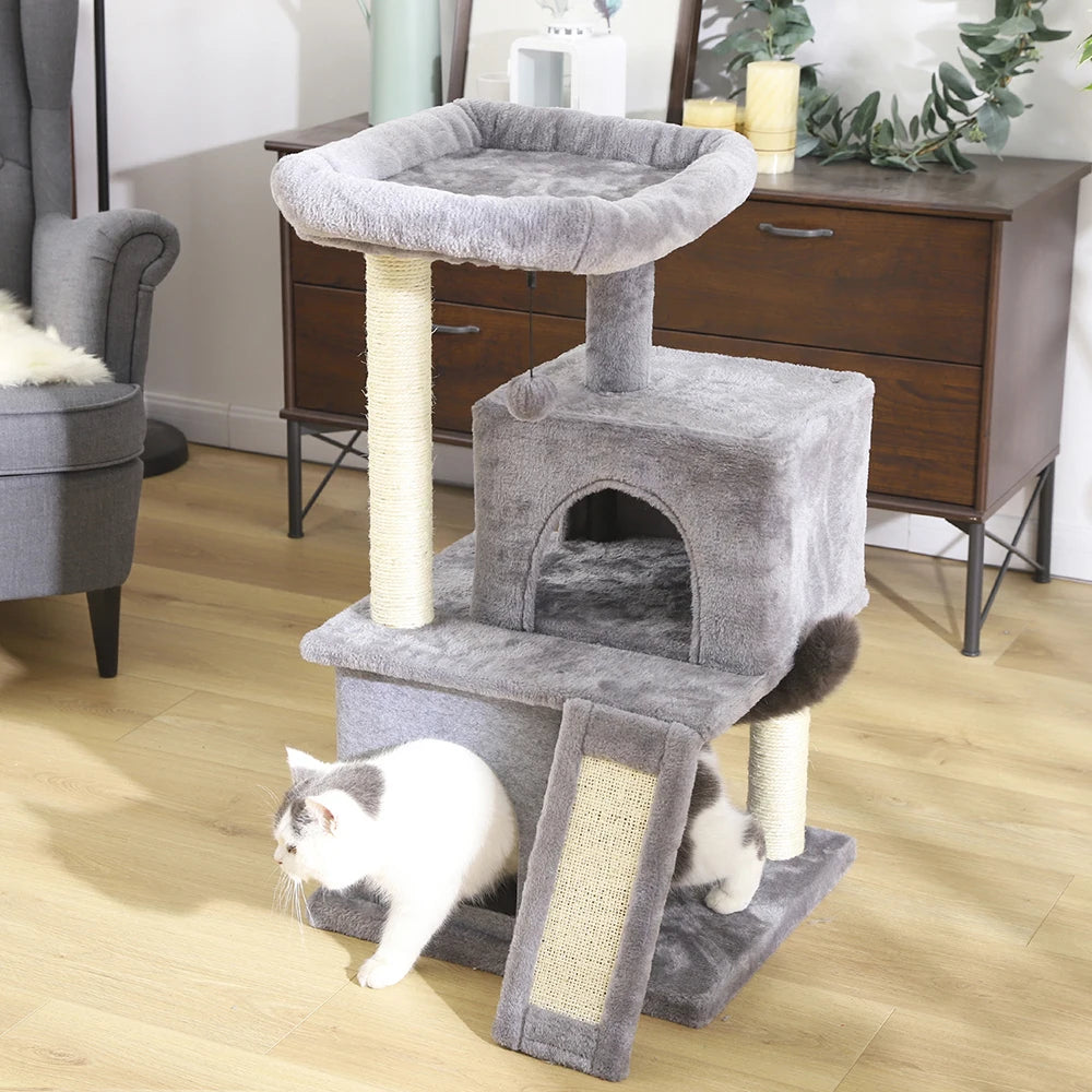 Fast Delivery Pet Cat Tree Tower Condo Furniture with Scratching Posts Multi Level Cat Jumping Climbing Tree Toys Pet Cat Houses