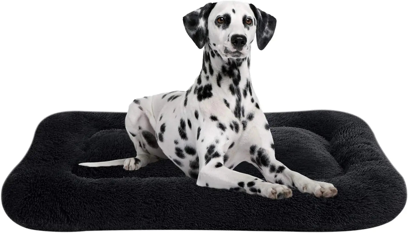 Deluxe Plush Bed Pet Cushion Crate Mat,Fulffy Comfy Kennel Anti-Slip Washable Pad for Medium Large X-Large Dogs