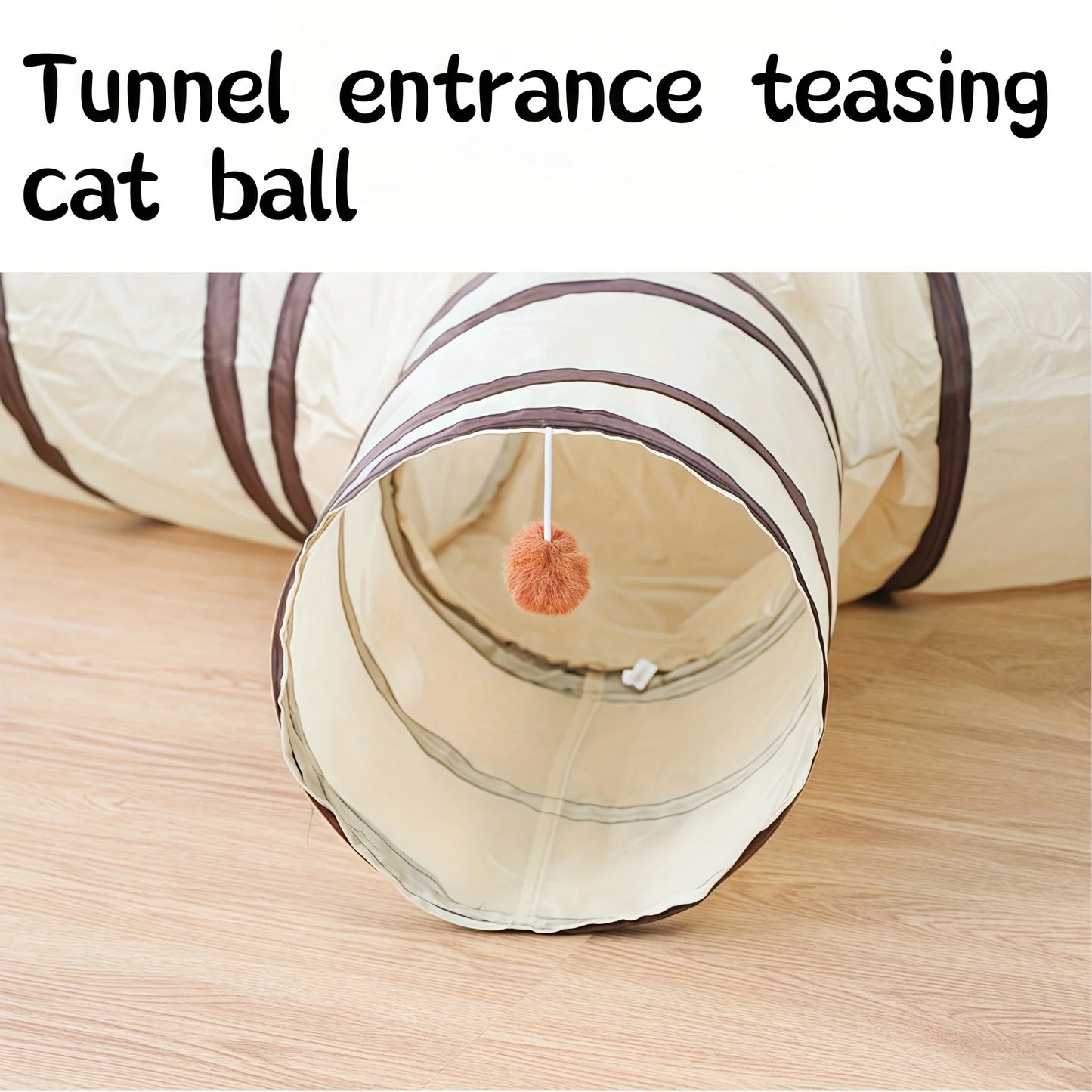 Foldable Easy-to-Store All-in-One Cat Play Tunnel - Striped Interactive Toy for Fun and Exploration Kitten Toy Cat Play Tunnels