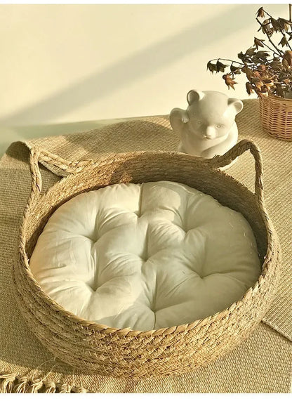 Pure hand-woven rattan cat nest four seasons universal warm pad removable washable winter pet supplies