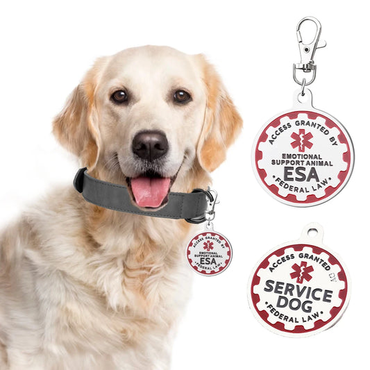 Service Dog ID Tags for Dog Collar Stainless Steel Engraved Emotional Support Animal ESA Dog ID Tag for Service Dog Accessories