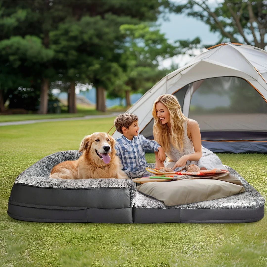 Long Human-Size Giant Dog Bed Foldable Calming Orthopedic