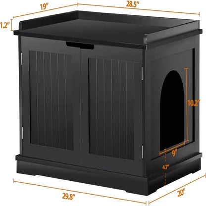 Cat Litter Box Enclosure Litter Box Furniture Hidden Wooden Litter Cabinet w/Removable Dividers, Cabinet for Cat Washroom Storag