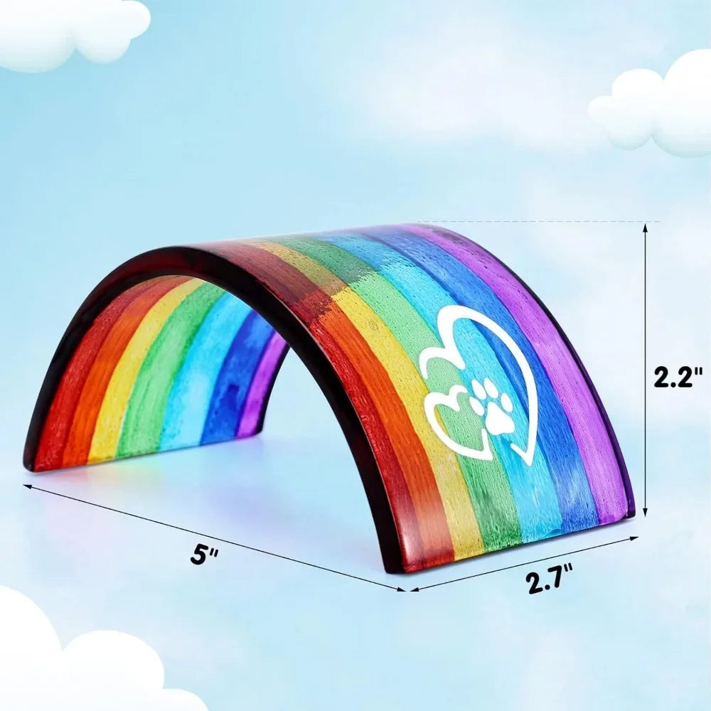 Rainbow Bridge Fused Glass 3D Colorful Bridge with Sympathy Card Memorial Gift for Dog Cat Guinea Pig Lover Pet Lost