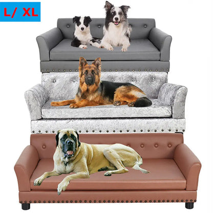 Heavy Duty Pet Sofa Large Raised Dog Bed Cushioned Sofa Softly Pet Cat Bed Puppy Sofa Couch Lounge Bed