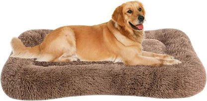 Deluxe Plush Bed Pet Cushion Crate Mat,Fulffy Comfy Kennel Anti-Slip Washable Pad for Medium Large X-Large Dogs