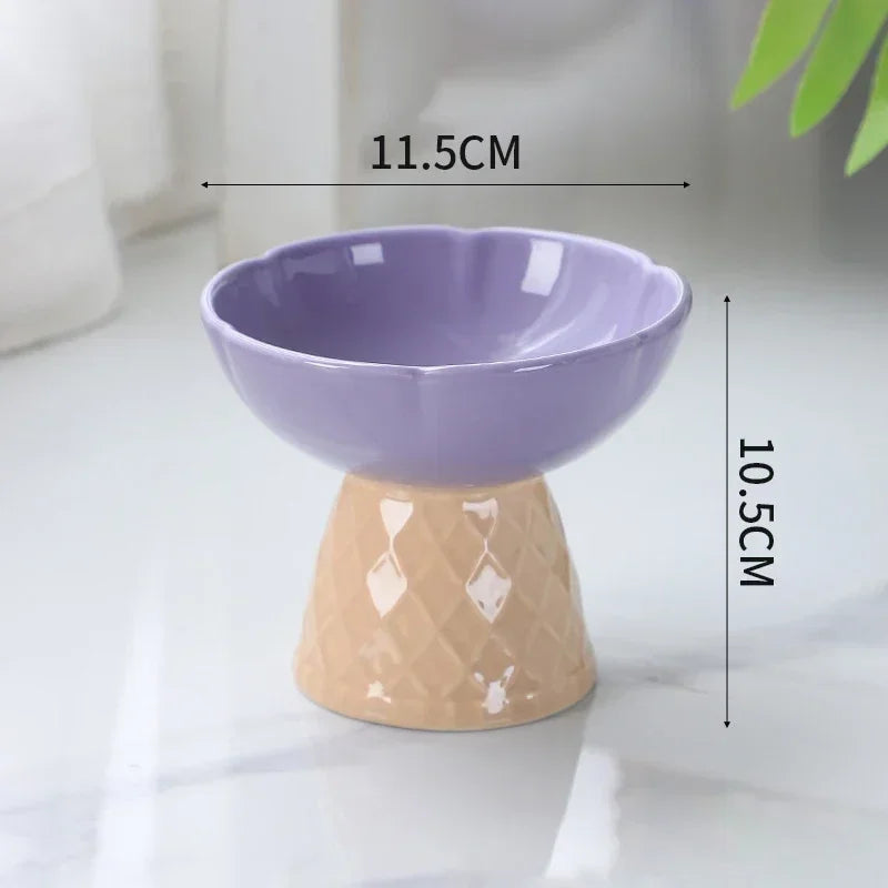 Cat Raised Ceramic Bowl Cute Pet Food Water Feeding Bowls Elevated Tilted Puppy Dogs Drinking Eating Bowl Pet Supplies