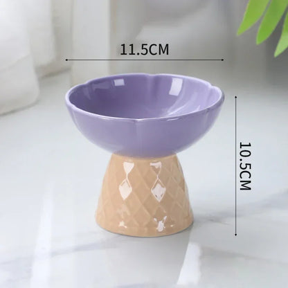 Cat Raised Ceramic Bowl Cute Pet Food Water Feeding Bowls Elevated Tilted Puppy Dogs Drinking Eating Bowl Pet Supplies