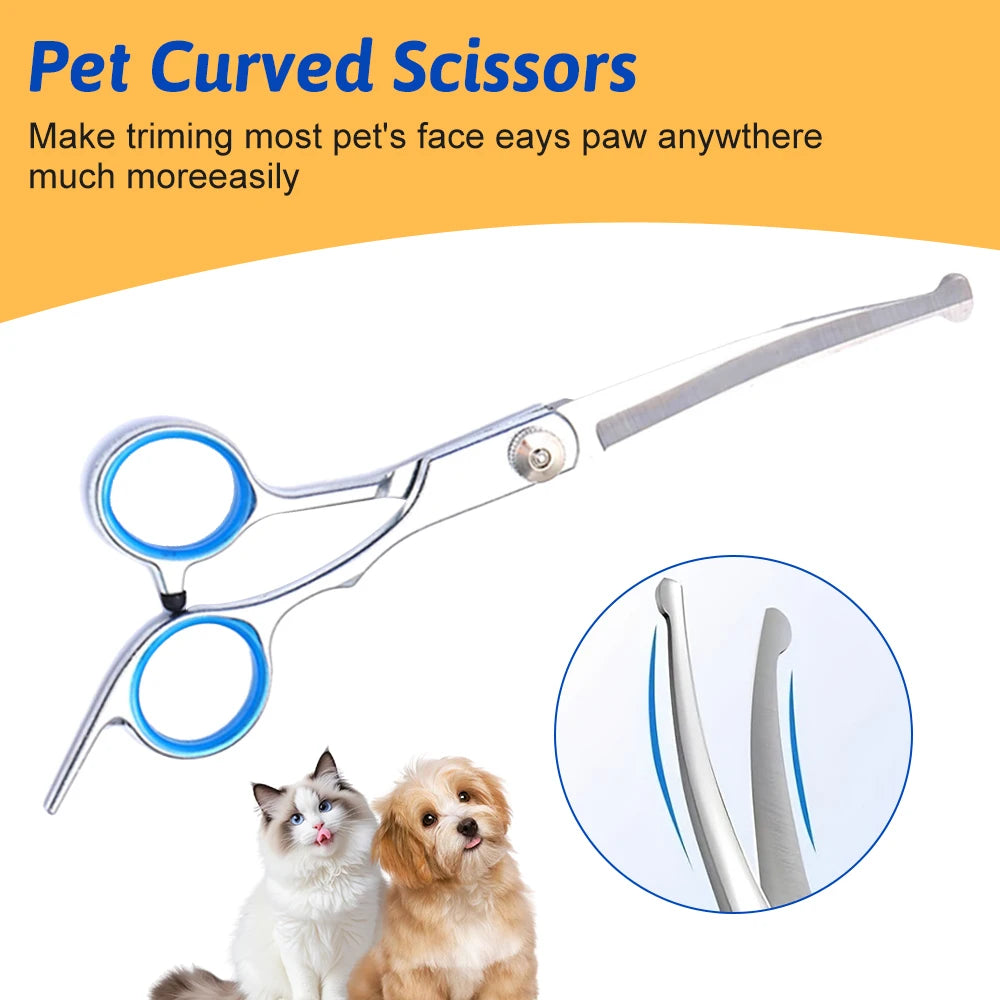Professional 7 Inch 4CR Stainless Steel Pet Hair Shears 7Pcs/set Scissors Set for Pet Dog Grooming