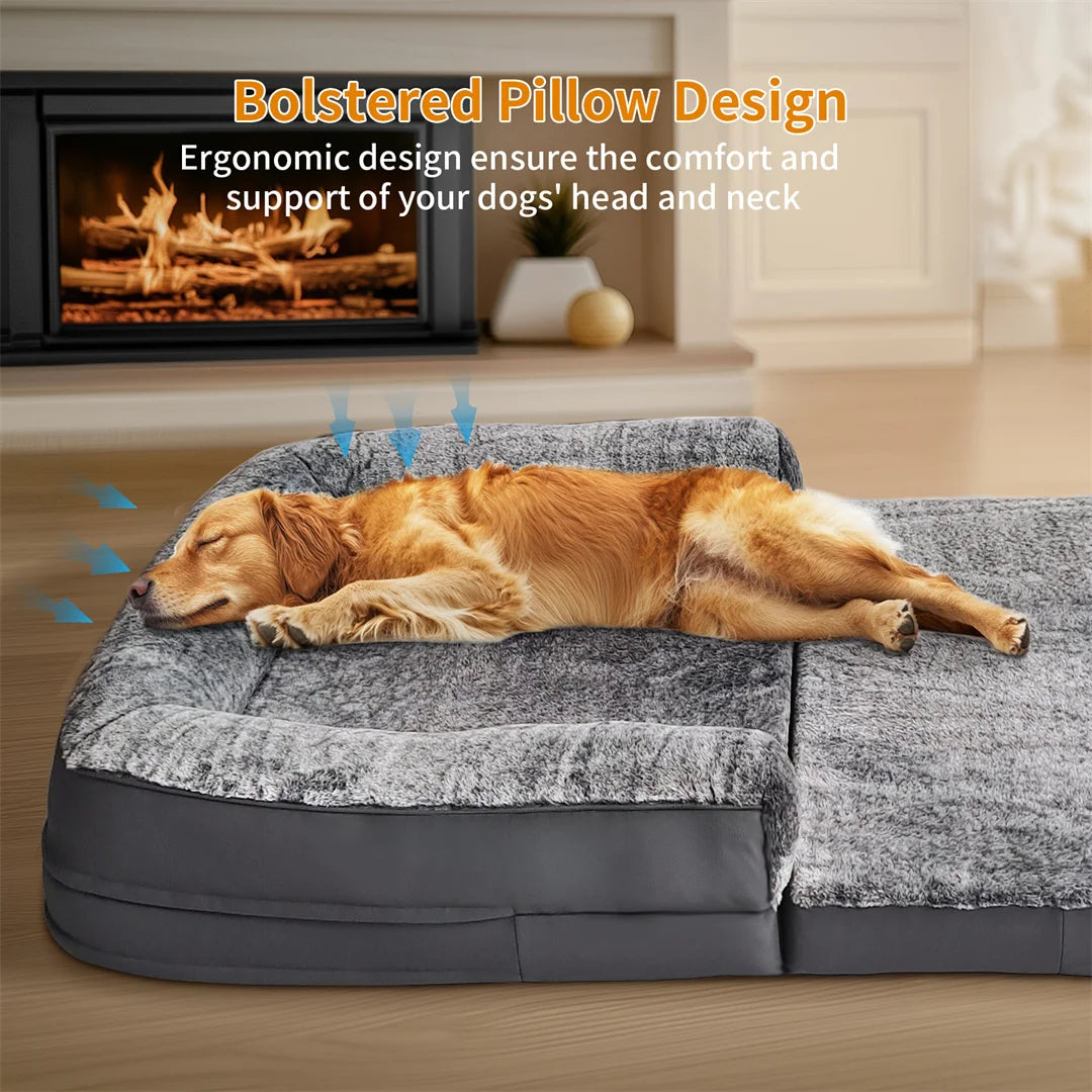 Long Human-Size Giant Dog Bed Foldable Calming Orthopedic