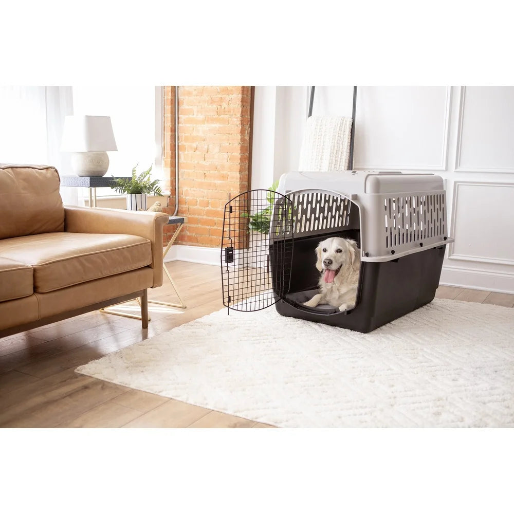 Large 40 Inch Dog Crate Plastic Carrier Heavy Duty Portable Pet Kennel Airline Approved Safe Secure Travel Crate Dogs