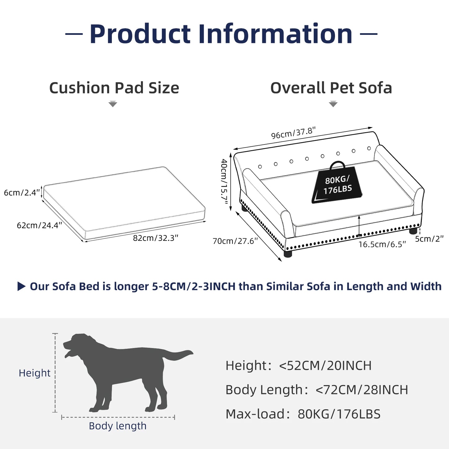 Heavy Duty Pet Sofa Large Raised Dog Bed Cushioned Sofa Softly Pet Cat Bed Puppy Sofa Couch Lounge Bed