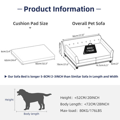 Heavy Duty Pet Sofa Large Raised Dog Bed Cushioned Sofa Softly Pet Cat Bed Puppy Sofa Couch Lounge Bed