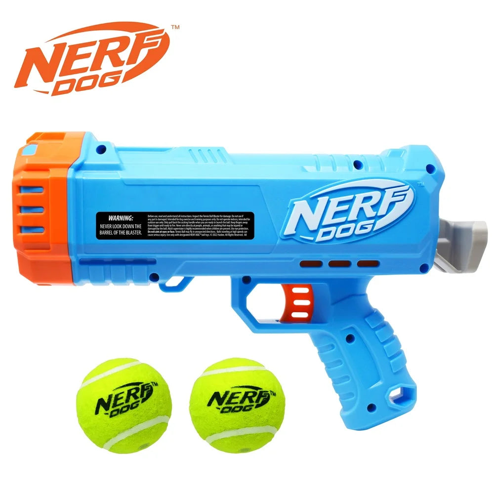 Compact Tennis Ball Launcher Dogs with 2 Balls Hands-Free Pickup Portable 40ft Distance Chewable Waterproof Easy Storage