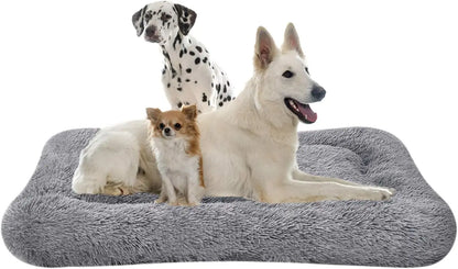 Deluxe Plush Bed Pet Cushion Crate Mat,Fulffy Comfy Kennel Anti-Slip Washable Pad for Medium Large X-Large Dogs