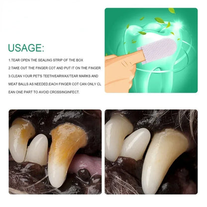 20-Piece Dog Toothbrush Easy Teeth Cleaning for Pet Dental Care Perfect for Dogs and Cats Non-Woven Fabric Wet Wipes
