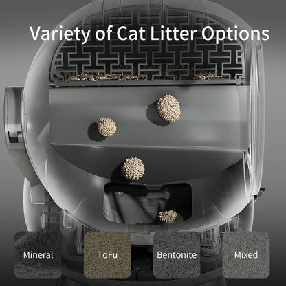 Self Cleaning Litter Box Automatic for Multiple Cats,Robot with APP Control,Dual Safety Protection Odor-Free Waste Disposal Grey