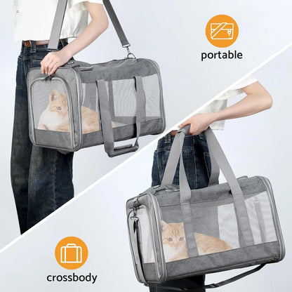 "Airline-approved pet carrier for cats/dogs, soft travel bag, breathable honeycomb board, removable support, for car/air travel