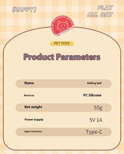 2Pcs Cat Interactive Ball Toys Automatic Rolling Ball Faux Tail Rechargeable Smart Pet Electric Toy Cat Training Imitate Mouse