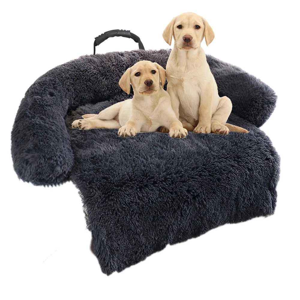 Dog Bed Mat Plush Furniture Protector Removable Washable Cover Non Slip Supportive Cushion Durable Warm Soft Comfortable Pet Bed