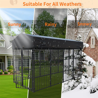 Heavy Duty Large Dog Kennel Pet Welded Metal Playpen Animal Cage with Roof Cover Pet Run Enclosure Playpen House Outdoor Indoor