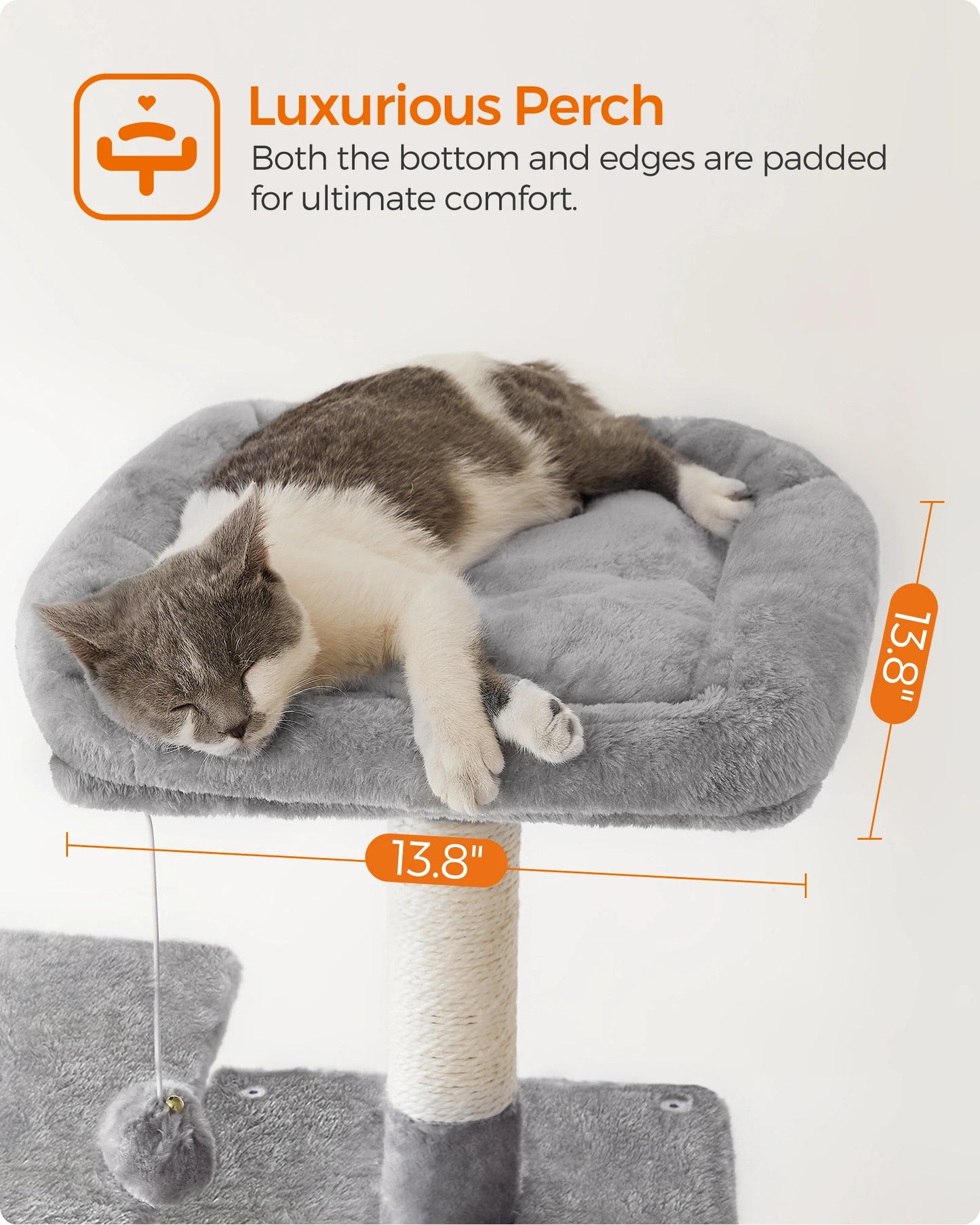 Feandrea Cat Tree, 56.3-Inch Cat Tower for Indoor Cats, Multi-Level Cat Condo with 4 Scratching Posts, 2 Perches, Hammock, Cave