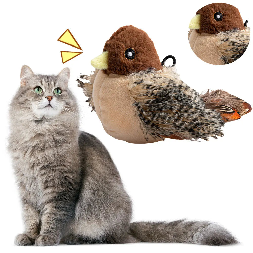 Flapping Bird Cat Toy Interactive Flappy Bird Cat Toy for Cats Plush Electric Squeaky Simulated Chirping Bird Kitten Toy for Pet