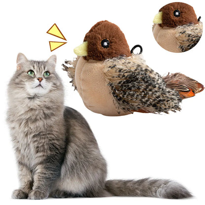 Flapping Bird Cat Toy Interactive Flappy Bird Cat Toy for Cats Plush Electric Squeaky Simulated Chirping Bird Kitten Toy for Pet