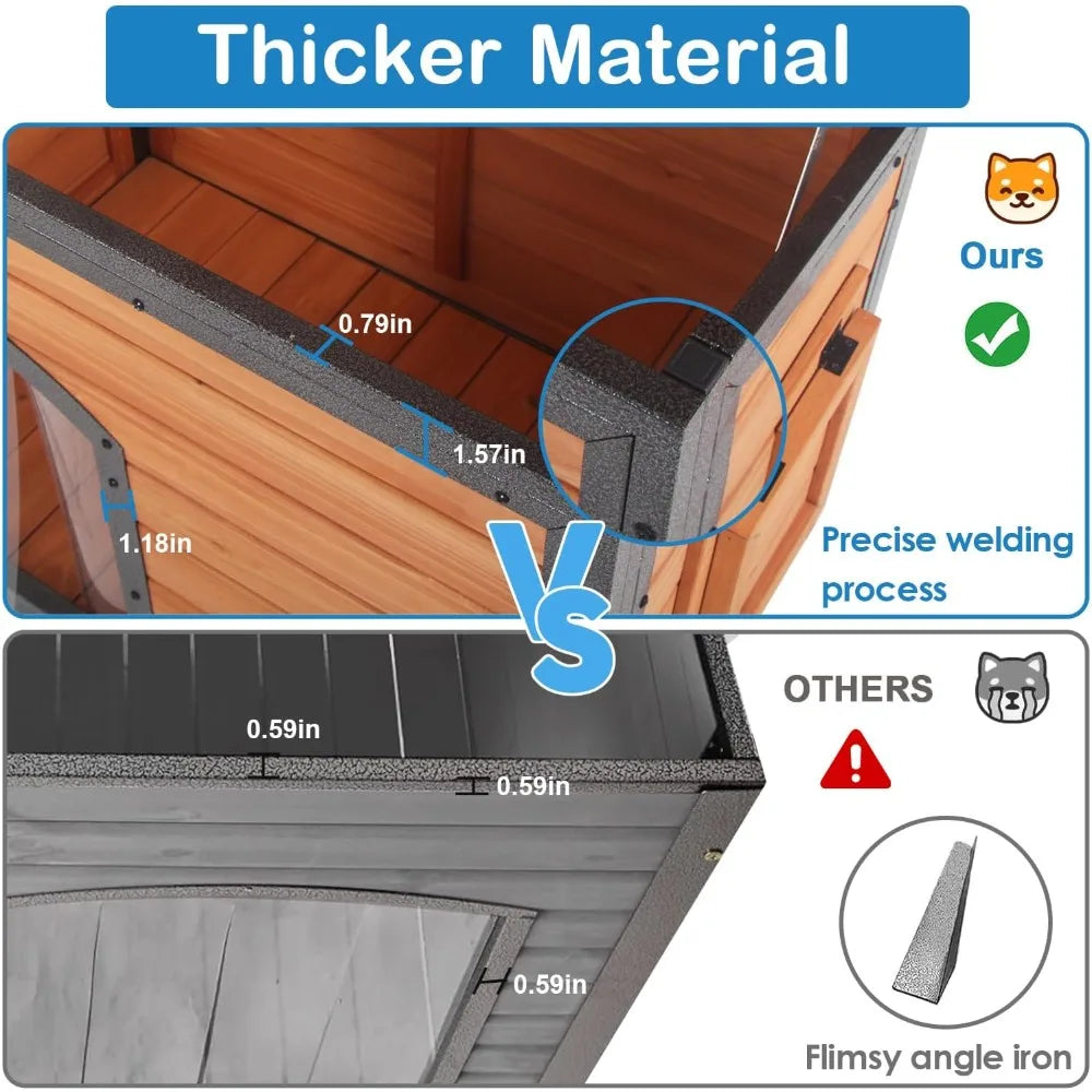 Dog House Outdoor Weatherproof Chew Proof Dog Kennel for Small Medium Large Dogs with Strong Metal Chew Proof