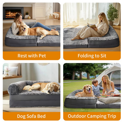 Long Human-Size Giant Dog Bed Foldable Calming Orthopedic