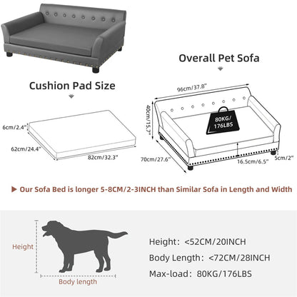 Heavy Duty Pet Sofa Large Raised Dog Bed Cushioned Sofa Softly Pet Cat Bed Puppy Sofa Couch Lounge Bed