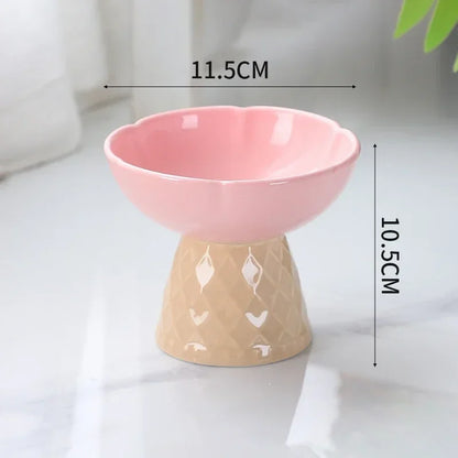 Cat Raised Ceramic Bowl Cute Pet Food Water Feeding Bowls Elevated Tilted Puppy Dogs Drinking Eating Bowl Pet Supplies