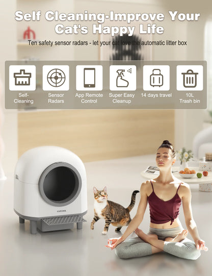 OMCPET Automatic Smart Cat Litter Box Self Cleaning Sandbox Support APP Remote Control Pet Toilet Litter Pet Closed Tray Toilet