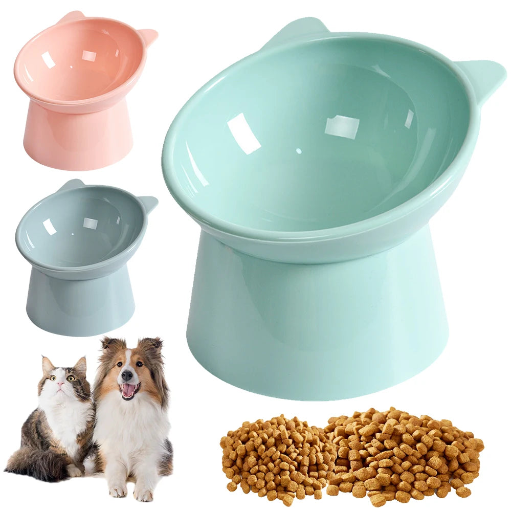 Tilted Cat Food Bowl Cat Food Dish Ergonomic Raised Cat Food Bowl Anti Vomiting Plastic Feeding Bowl Non Slip Pet Supplies