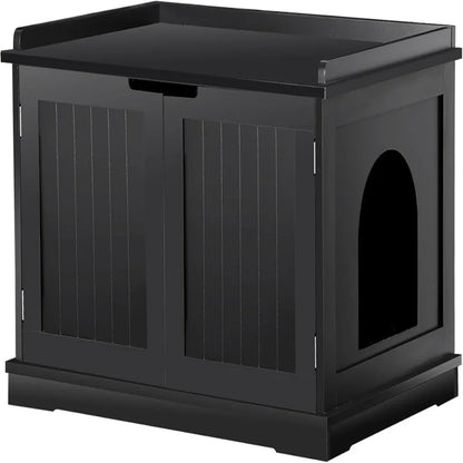 Cat Litter Box Enclosure Litter Box Furniture Hidden Wooden Litter Cabinet w/Removable Dividers, Cabinet for Cat Washroom Storag