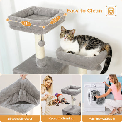 Large Cat Tree and Tower for Indoor Cats With Sisal-Covered Scratching Posts Spacious Hammock Padded Perches and Condos Cat Toys