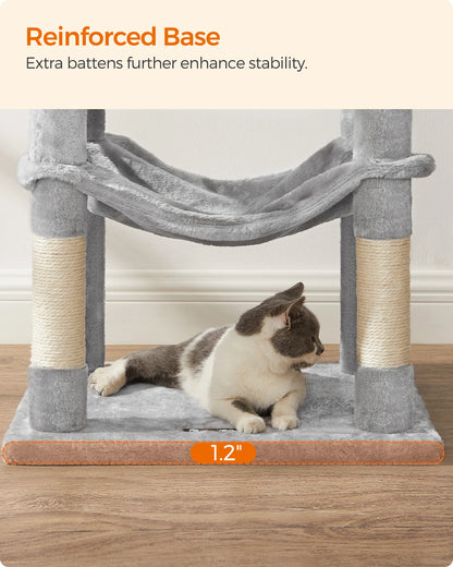 Feandrea Cat Tree, 56.3-Inch Cat Tower for Indoor Cats, Multi-Level Cat Condo with 4 Scratching Posts, 2 Perches, Hammock, Cave