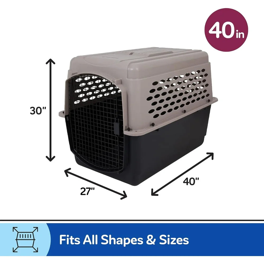 Large 40 Inch Dog Crate Plastic Carrier Heavy Duty Portable Pet Kennel Airline Approved Safe Secure Travel Crate Dogs