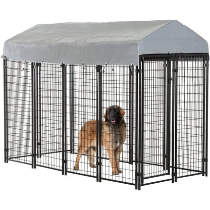 8 x 4 x 6 Ft Dog Kennel Outdoor Dog Pen Playpen House Heavy Duty Dog Crate Metal Galvanized Welded Pet Animal Camping