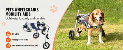 SucceBuy 2 Wheels Dog Wheelchair for Back Legs Pet Wheelchair Dog Cart/Wheelchair for Disabled Paralysis Hind Limb Weak Pet