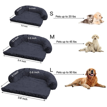 Dog Bed Mat Plush Furniture Protector Removable Washable Cover Non Slip Supportive Cushion Durable Warm Soft Comfortable Pet Bed