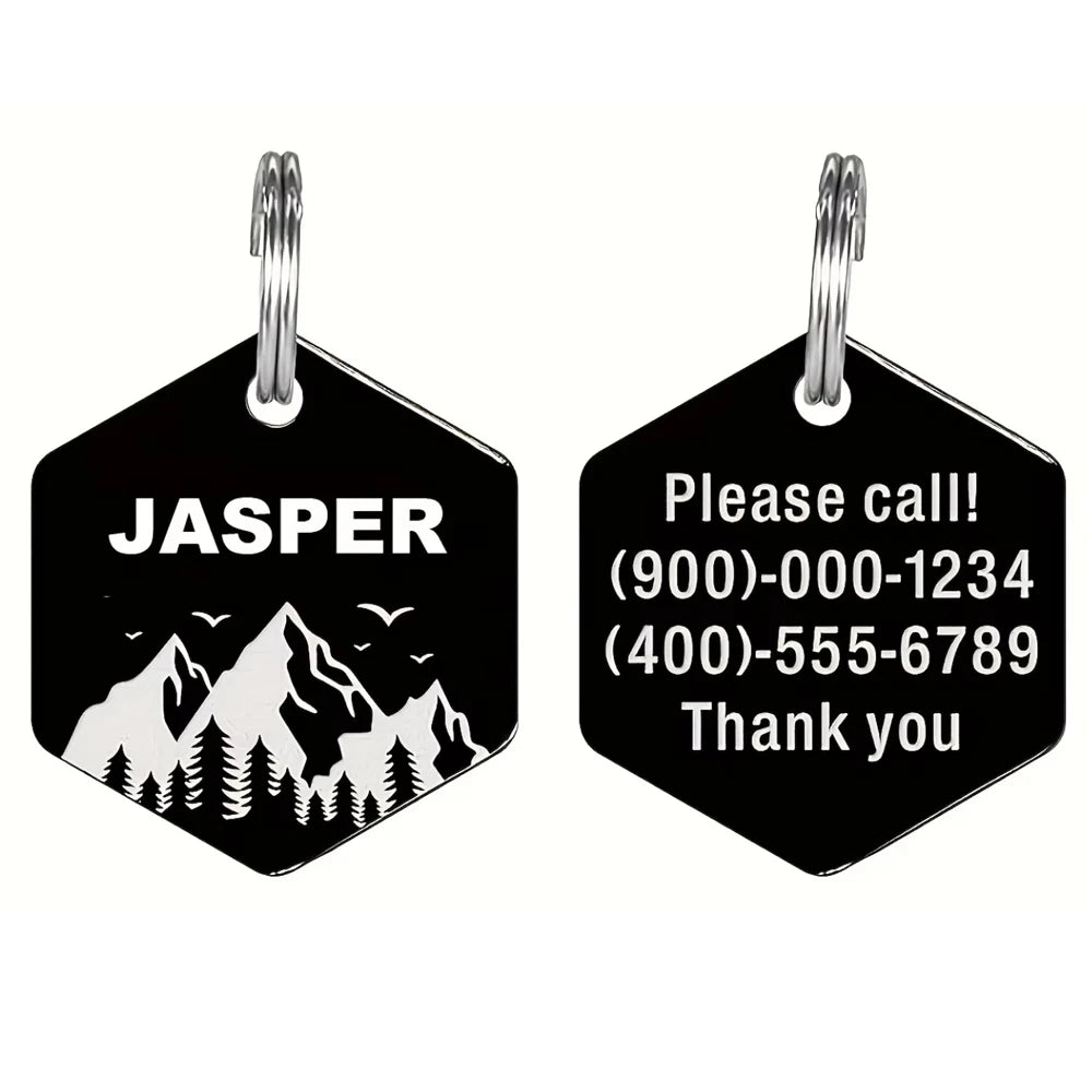 Custom Engraved Stainless Steel Dog Tag - Durable Pet ID for Collars, Personalized with Your Dog's Name & Contact Info