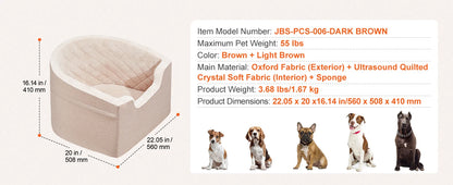 SucceBuy Dog Car Seat Waterproof Dog Booster Seat Pet Car Seat with Clip-On Safety Leash PP Cotton Car Bed for Medium Large Dog