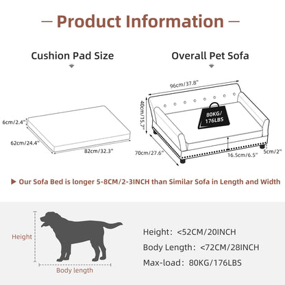Heavy Duty Pet Sofa Large Raised Dog Bed Cushioned Sofa Softly Pet Cat Bed Puppy Sofa Couch Lounge Bed