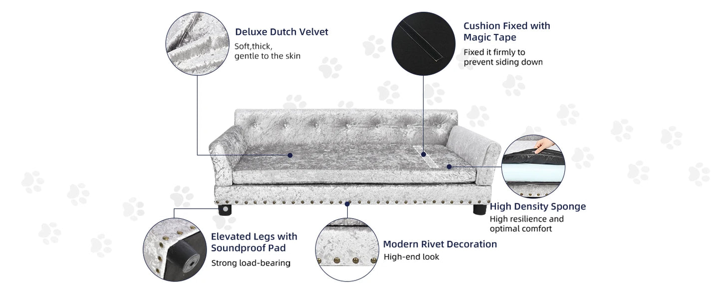 Heavy Duty Pet Sofa Large Raised Dog Bed Cushioned Sofa Softly Pet Cat Bed Puppy Sofa Couch Lounge Bed